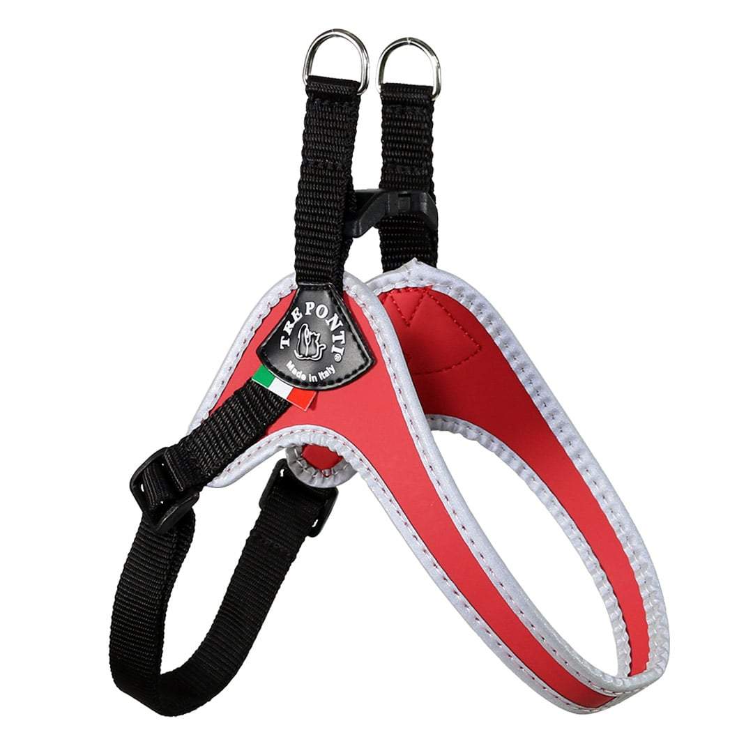 Tre Ponti Genesis Adjustable Pet Harness in Red with reflective trim
