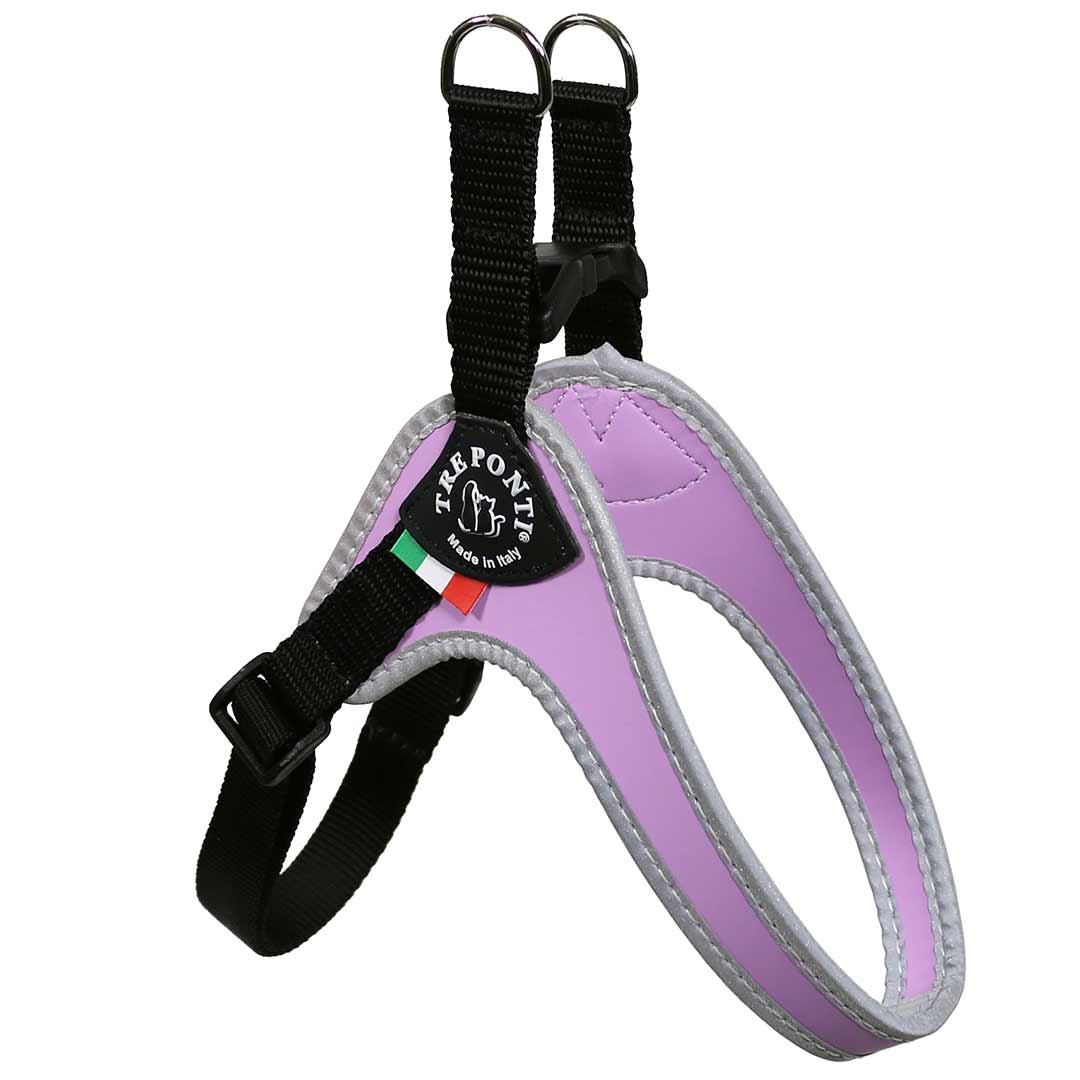 Tre Ponti Genesis Adjustable Pet Harness in Purple with reflective trim